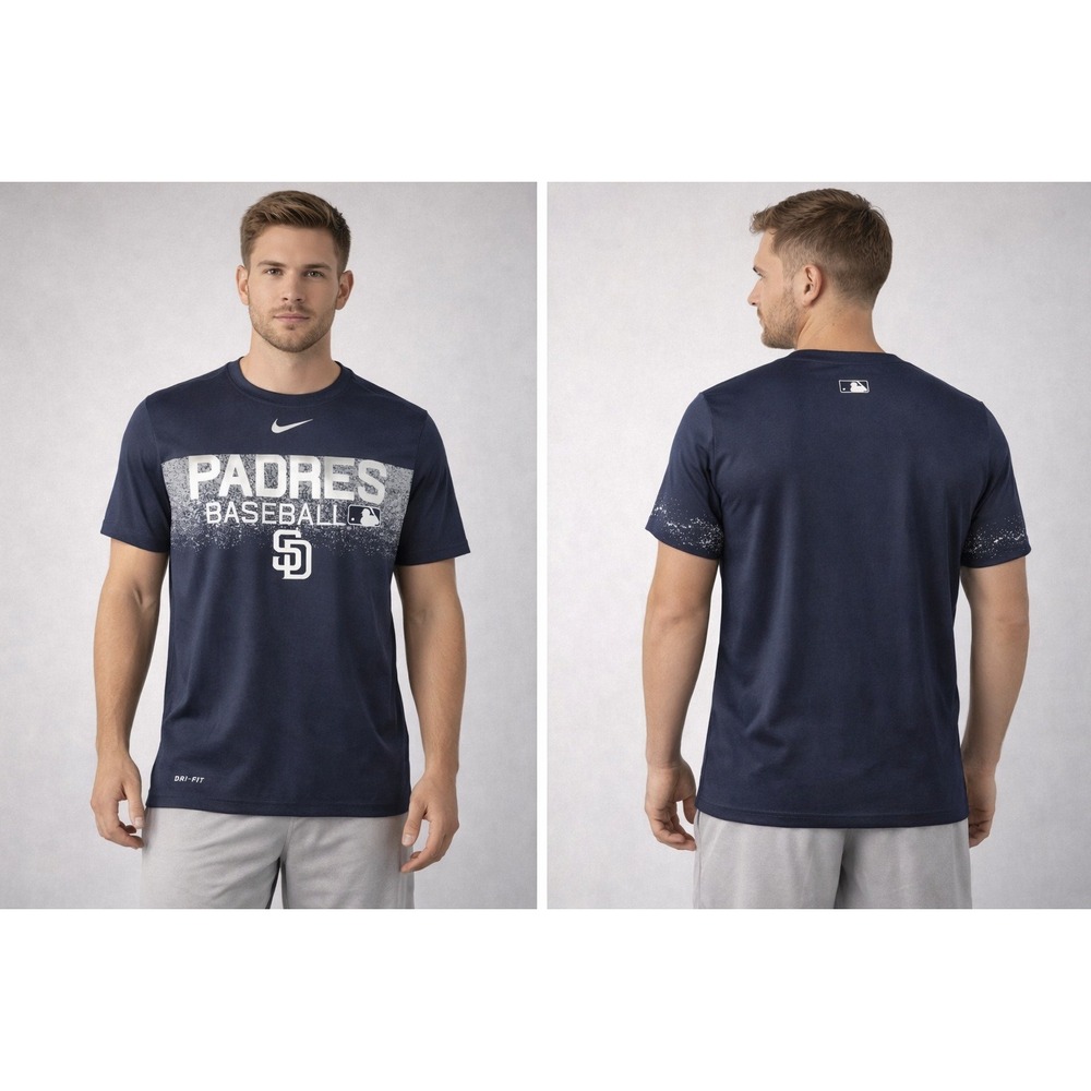 Nike Padres Baseball Shirt Mens Medium Navy Blue Dri-FIT Athletic Gorpcore Tee